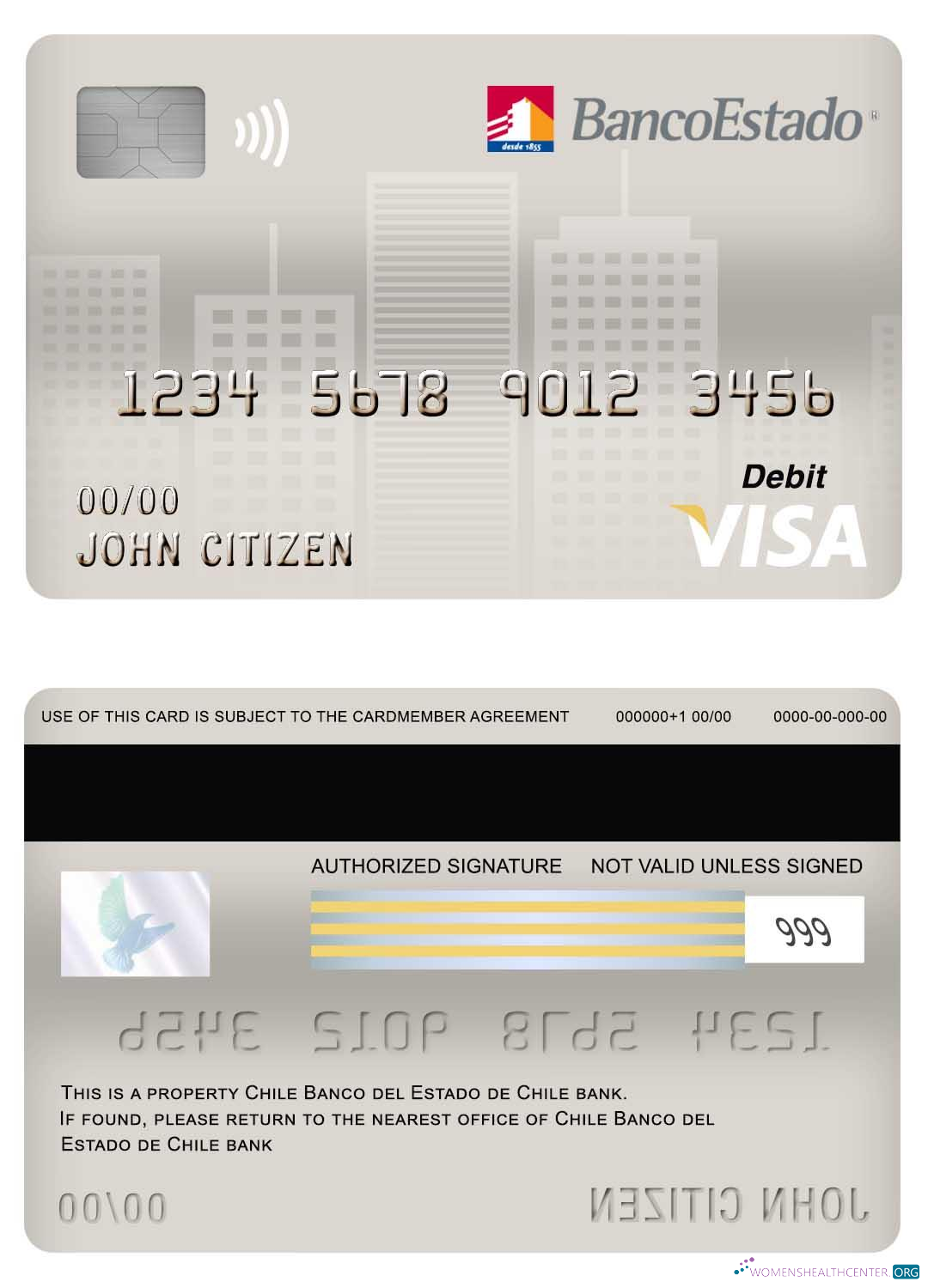 Download Chile Banco del Estado de Chile bank visa debit card Photoshop template